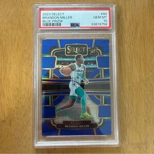 Brandon Miller PSA 10 #80 2023 Select Blue Prizm Basketball Card